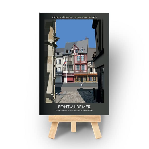 PONT-AUDEMER - Carte postale de la rue de la République - Les maisons jumelées